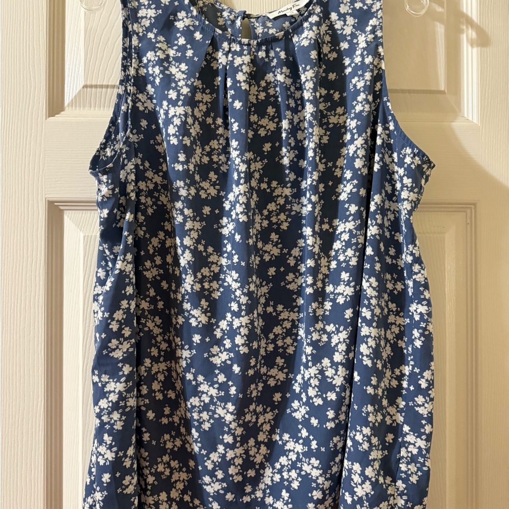 Floral Blue Sleeveless Top